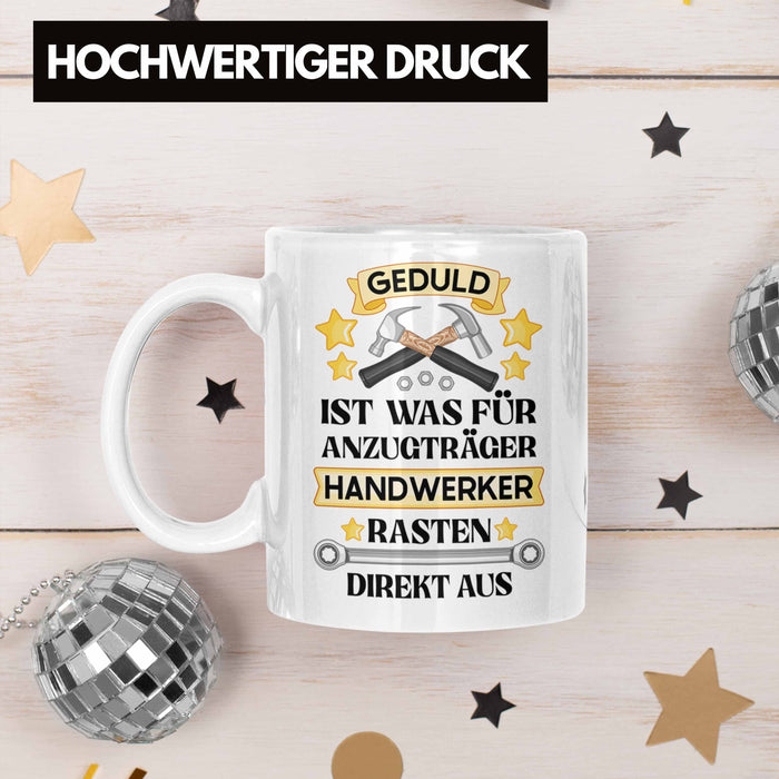 Trendation - Handwerker Tasse mit Spruch Geschenke für Handwerk Kaffeebecher KFZ Mechaniker Mechatroniker Weiß Trendation