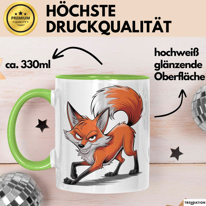 Fuchs Liebhaber Tasse Geschenkidee Schlauer Tierfan Geschenkidee Lustig Grün Trendation