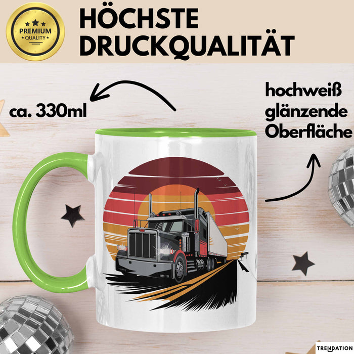 Lkw Fahrer Tasse Geschenkidee für Trucker Lustiger Spruch Grün Trendation