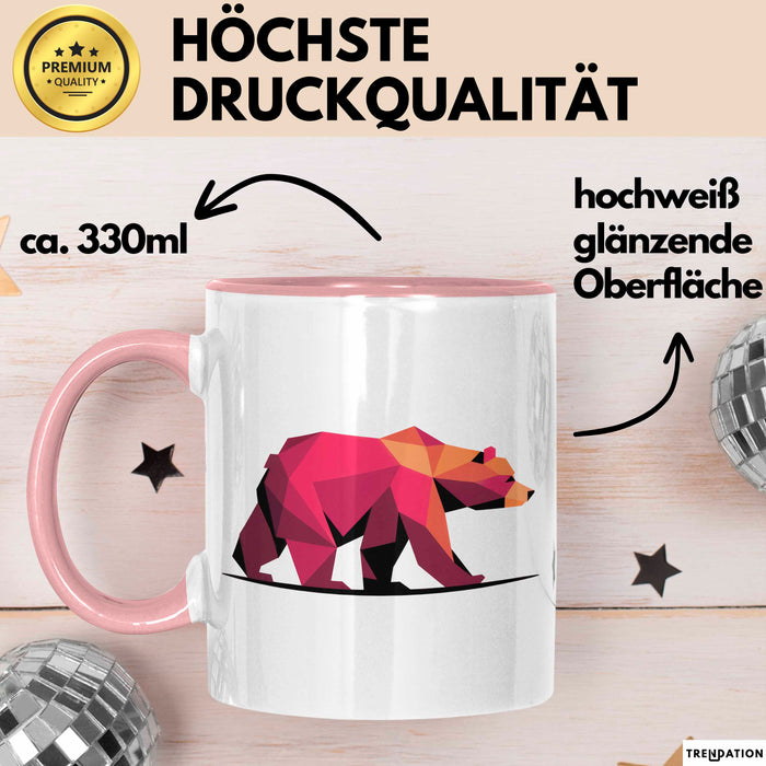 Bär Tierliebhaber Tasse Geschenk Lustige Geschenkidee Spruch Rosa Trendation
