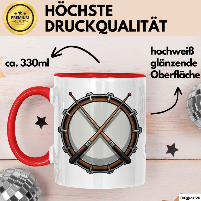 Schlagzeuger Tasse Geschenkidee für Beatmacher Fans Rot Trendation