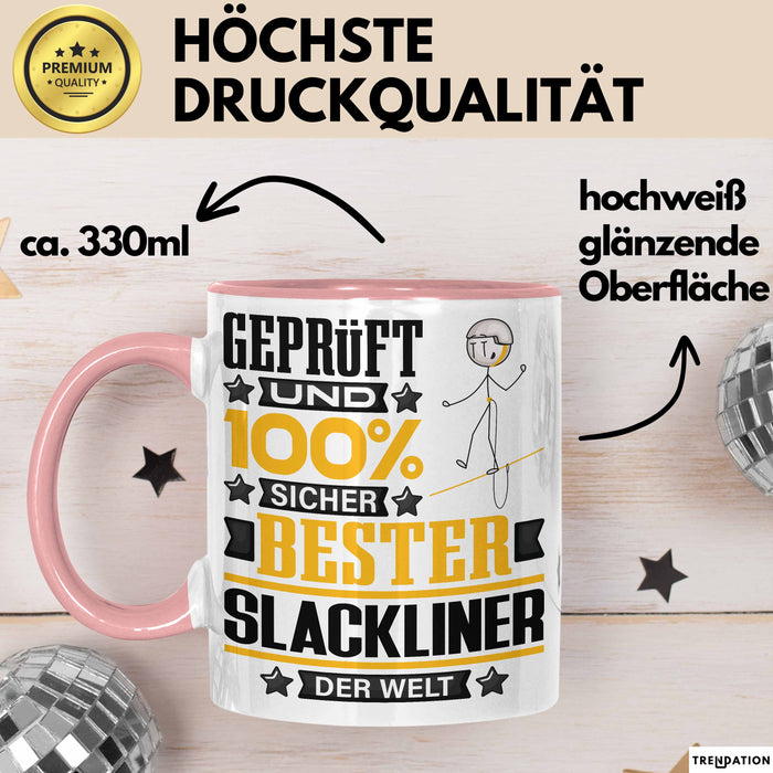 Slackliner Geschenk Lustiger Spruch für Slackliner Geschenkidee Bester Slackliner Der Welt Rosa Trendation