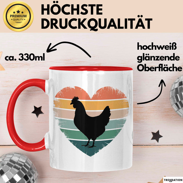 Huhn Tier Bauer Tasse Becher Geschenk Lustige Geschenkidee Spruch Hühnerherz Rot Trendation