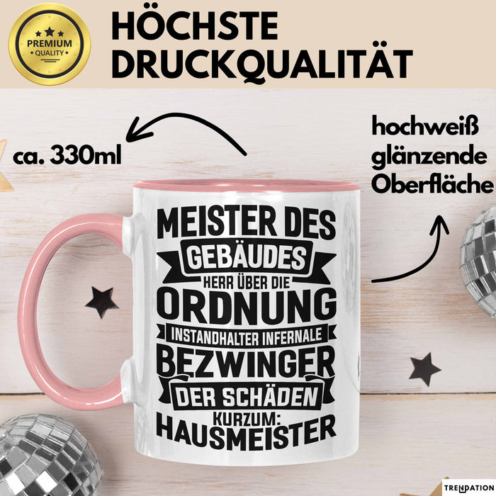 Hausmeister Tasse Geschenk Meister Des Gebäudes Rosa Trendation