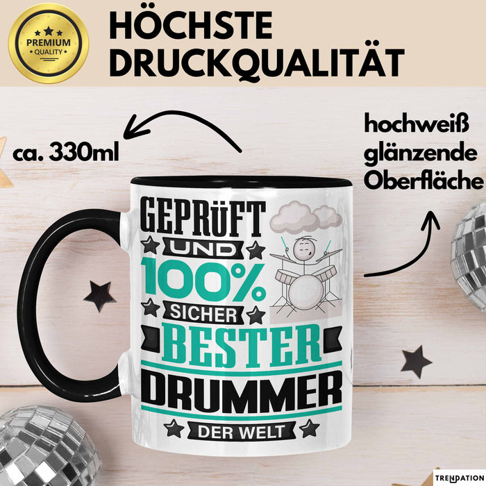 Drummer Geschenk Lustiger Spruch für Drummer Geschenkidee Bester Drummer Der Welt Schwarz Trendation