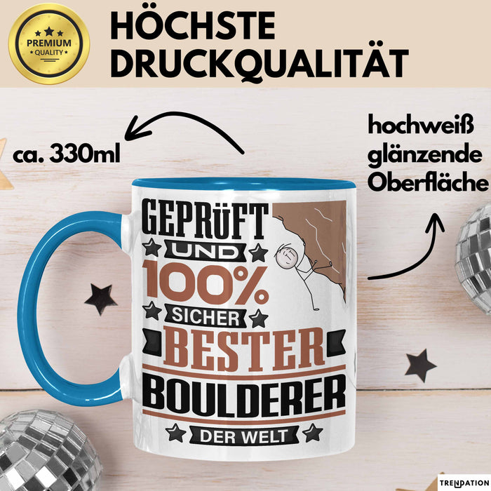 Boulderer Geschenk Lustiger Spruch für Boulderer Geschenkidee Bester Boulderer Der Welt Blau Trendation