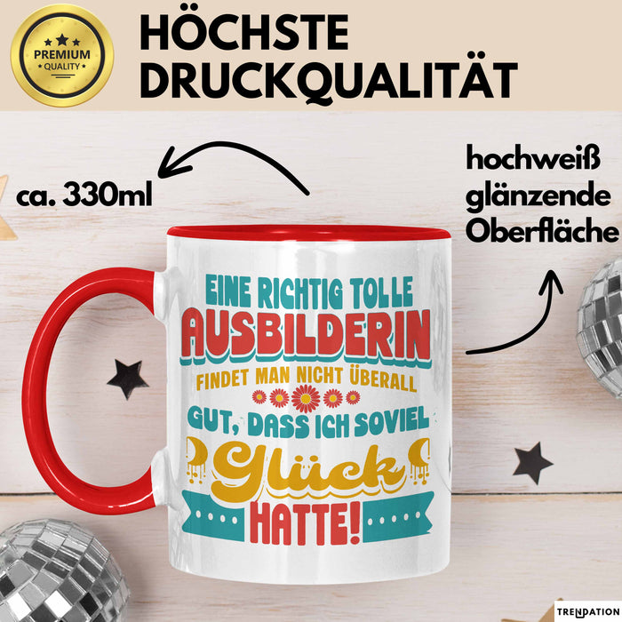 Trainer Coach Tasse Geschenk Lustige Geschenkidee Spruch Eine Richtig Tolle Ausbilderin Findet Man Nicht Überall Rot Trendation