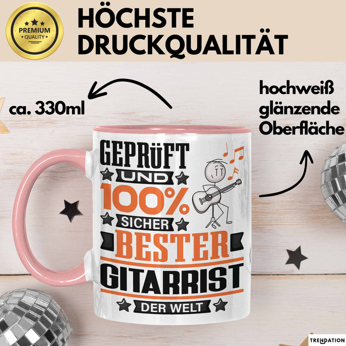 Gitarrist Geschenk Lustiger Spruch für Gitarrist Geschenkidee Bester Gitarrist Der Welt Rosa Trendation