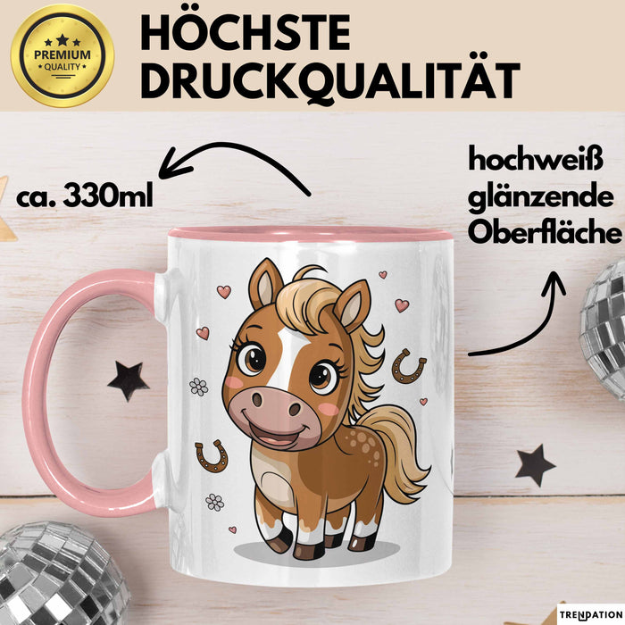 Pferdeliebhaber Tasse Geschenkidee für Reitsport Rosa Trendation