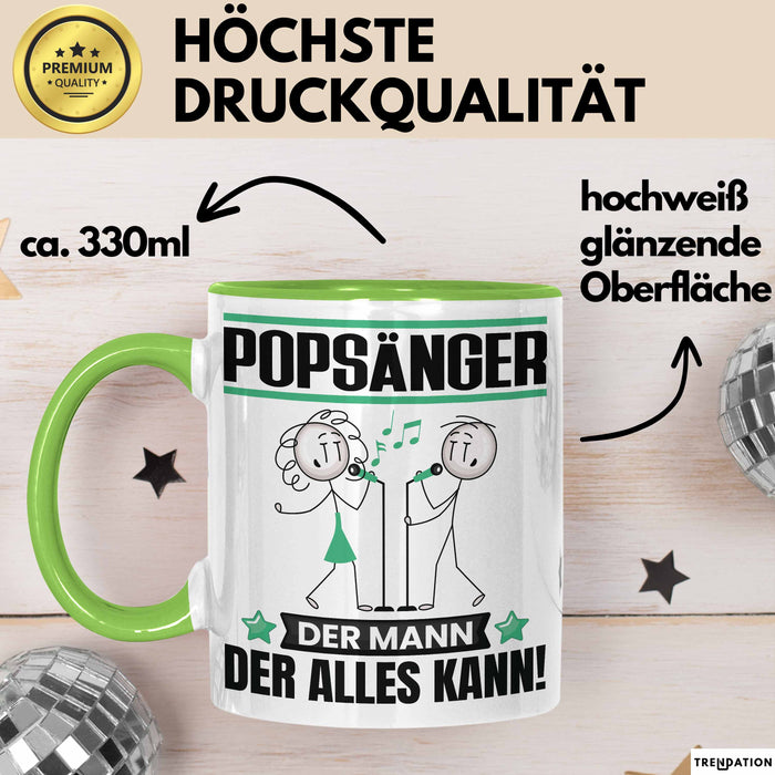 Popsänger Tasse Geschenk für Popsänger Der Mann Der Alles Kann Geschenkidee zum Geburtstag Grün Trendation