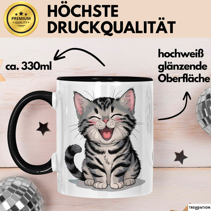 Katzen Tierliebhaber Tasse Geschenk Lustige Geschenkidee Spruch Schwarz Trendation