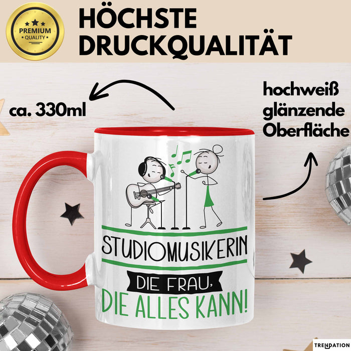 Studiomusikerin Geschenk Tasse Becher Die Frau Die Allen Kann Geschenkidee für eine Studiomusikerin Lustig Rot Trendation