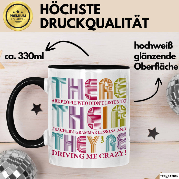 Englischlehrer Unterricht Tasse Geschenk Lustige Geschenkidee Spruch There Their They’Re Trendation