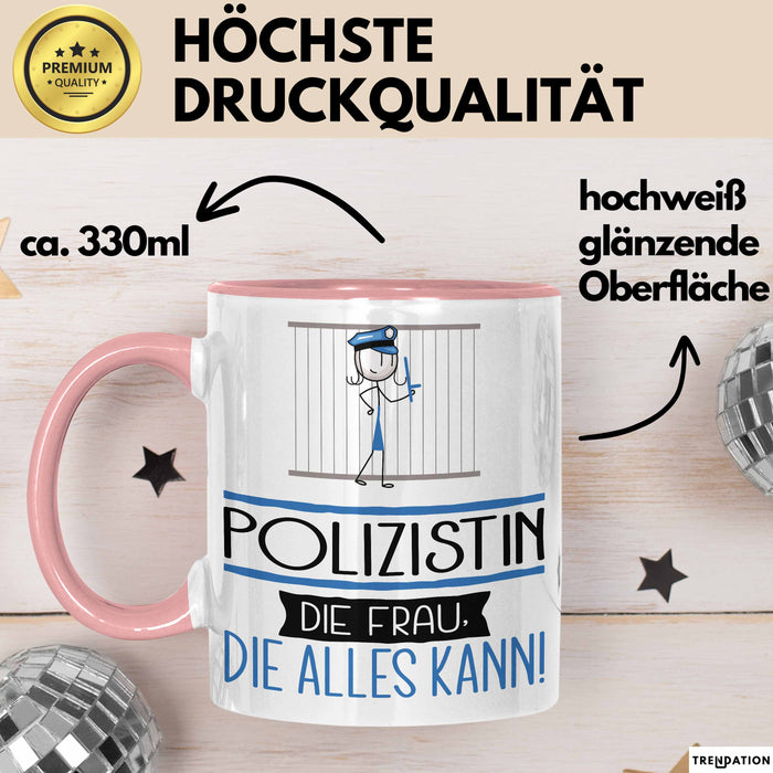 Polizistin Geschenk Tasse Becher Die Frau Die Allen Kann Geschenkidee für eine Polizistin Lustig Rosa Trendation