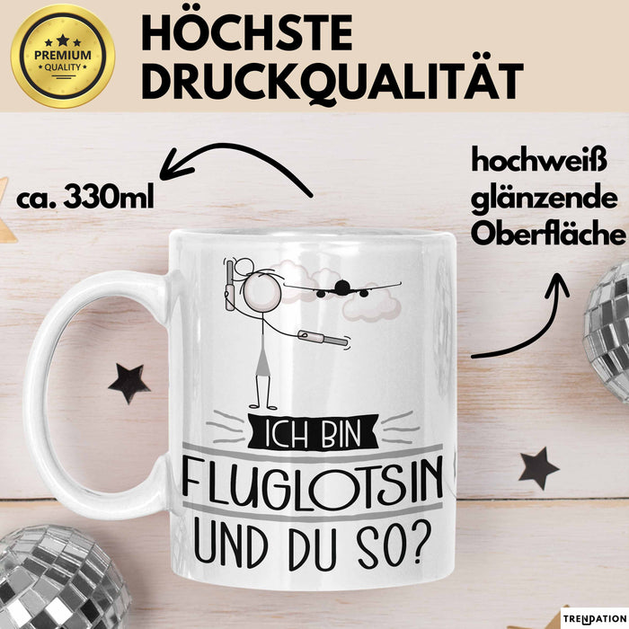 Fluglotsin Tasse Geschenk Ich Bin Fluglotsin Und Du So Geschenkidee Lustiger Spruch Becher Weiß Trendation