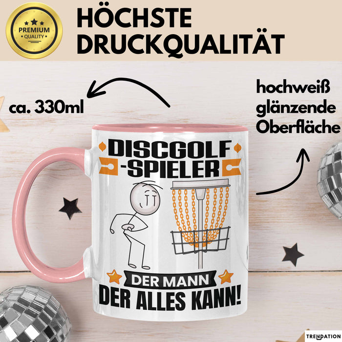 Discgolf-Spieler Tasse Geschenk für Discgolf-Spieler Der Mann Der Alles Kann Geschenkidee zum Geburtstag Rosa Trendation