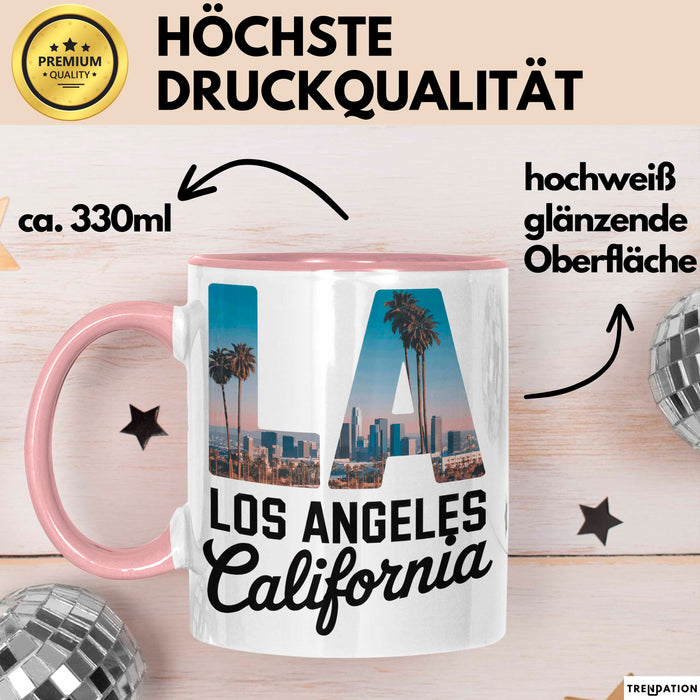 Los Angeles LA Kalifornien USA Tasse Geschenk Lustige Geschenkidee Spruch Rosa Trendation