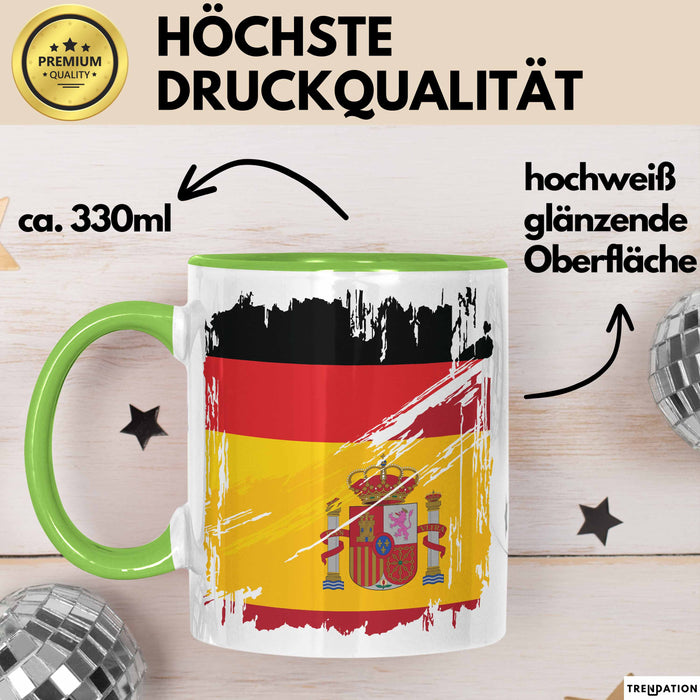 Deutsch Spanier Tasse Geschenk Lustiger Becher Geschenkidee Spanien Kaffee-Becher Grün Trendation