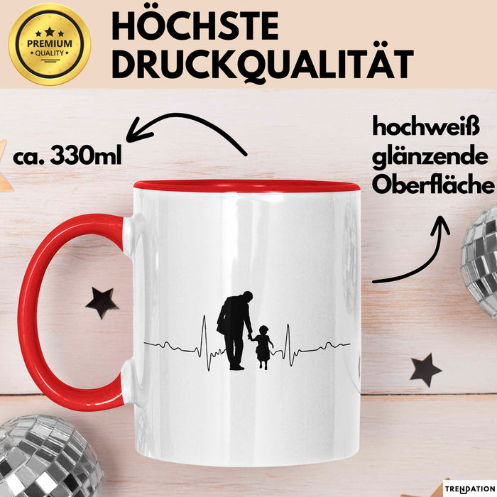 Papa Vatertag Vater Sohn Tasse Becher Geschenk Lustige Geschenkidee Spruch Herzschlag Von Vater Und Sohn Rot Trendation