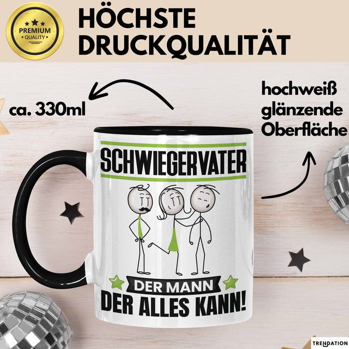 Schwiegervater Tasse Geschenk für Schwiegervater Der Mann Der Alles Kann Geschenkidee zum Geburtstag Schwarz Trendation