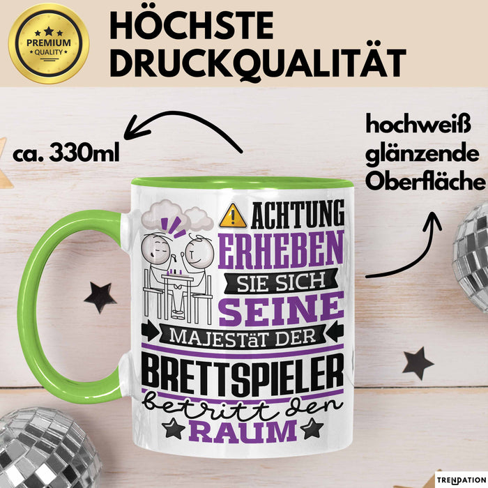 Brettspieler Geschenk Tasse Lustiger Spruch Erheben Sie Sich Der Brettspieler Betritt den Raum Grün Trendation