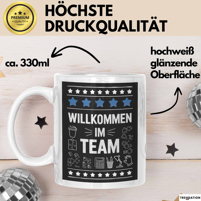 Office Arbeitskollege Tasse Geschenk Lustige Geschenkidee Spruch Willkommen Im Team Weiß Trendation