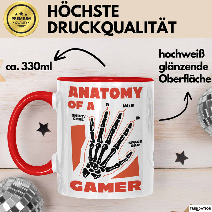 Gamer Geschenk Tasse Anatomy Of A Gamer Zocker Lustige Geschenkidee Rot Trendation