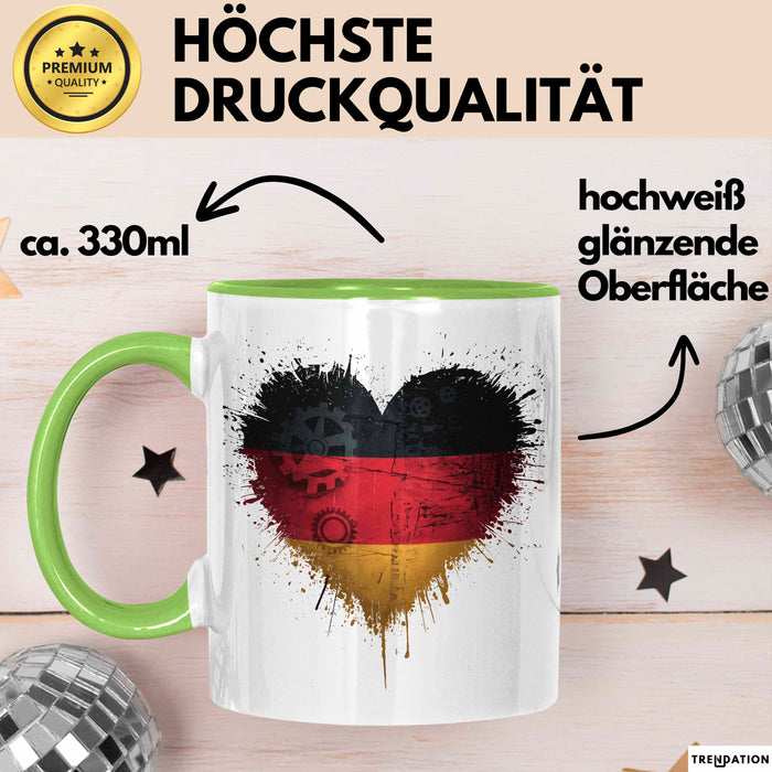 Deutschland Deutschlandflagge Herz Tasse Geschenk Lustige Geschenkidee Spruch Grün Trendation