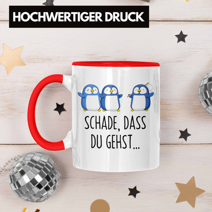 Trendation - Jobwechsel Tasse Geschenk Kollegin Kollege Abschied Lustig Abschiedsgeschenk Sprüche Neuer Job Schade Dass Du Gehst Rot Trendation