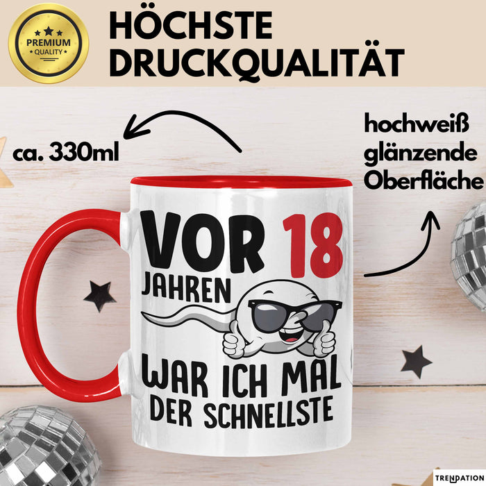 18. Geburtstag Tasse Geschenk Jungs Vor 8 Jahren War Ich Mal Der Schnellste Rot Trendation