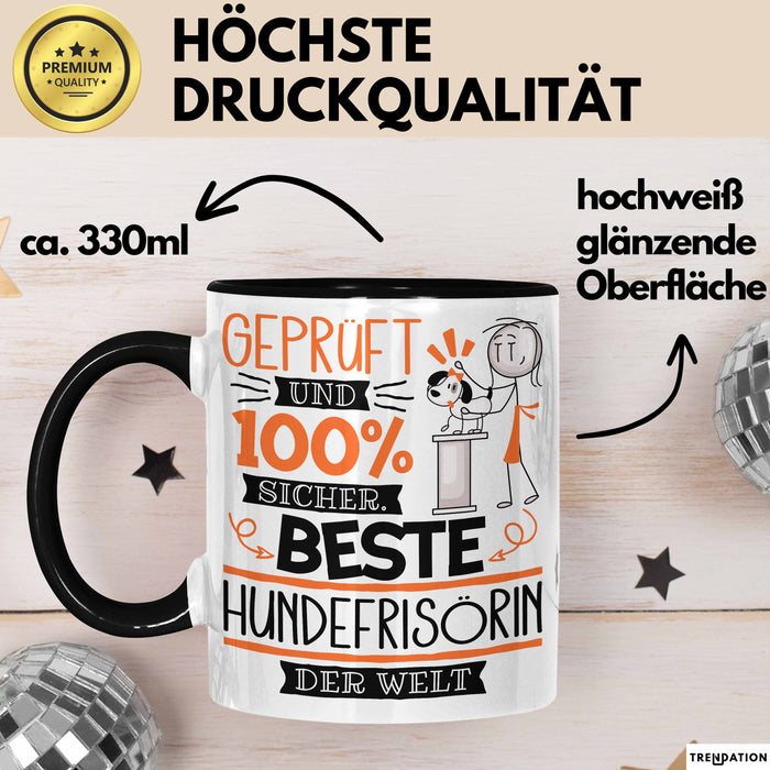Beste Hundefrisörin Der Welt Tasse Geschenk für Eine Hundefrisörin Geprüft Und Sicher Geschenkidee Geburtstag Weihnachten Trendation