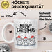 Katze Weihnachtsfeier Tasse Geschenk Lustige Geschenkidee Spruch Meowy Christmas Weiß Trendation