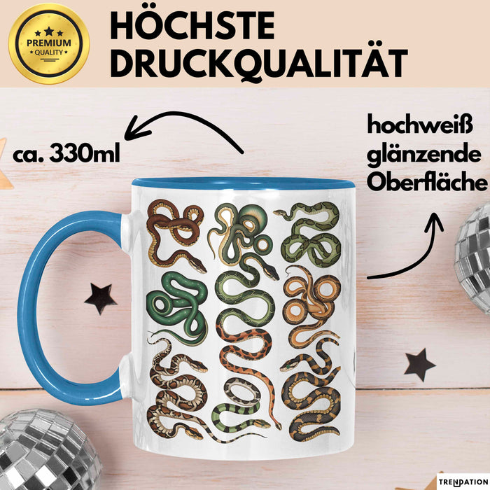 Reptil Schlangen Tier Tasse Geschenk Lustige Geschenkidee Spruch Blau Trendation