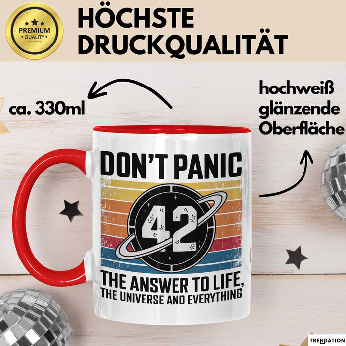 Mathematiker Tasse Geschenkidee 42 Die Antwort auf das Leben Rot Trendation