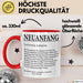 Büroarbeit Kollege Tasse Geschenk Lustige Geschenkidee Spruch Neuanfang Definition Rot Trendation