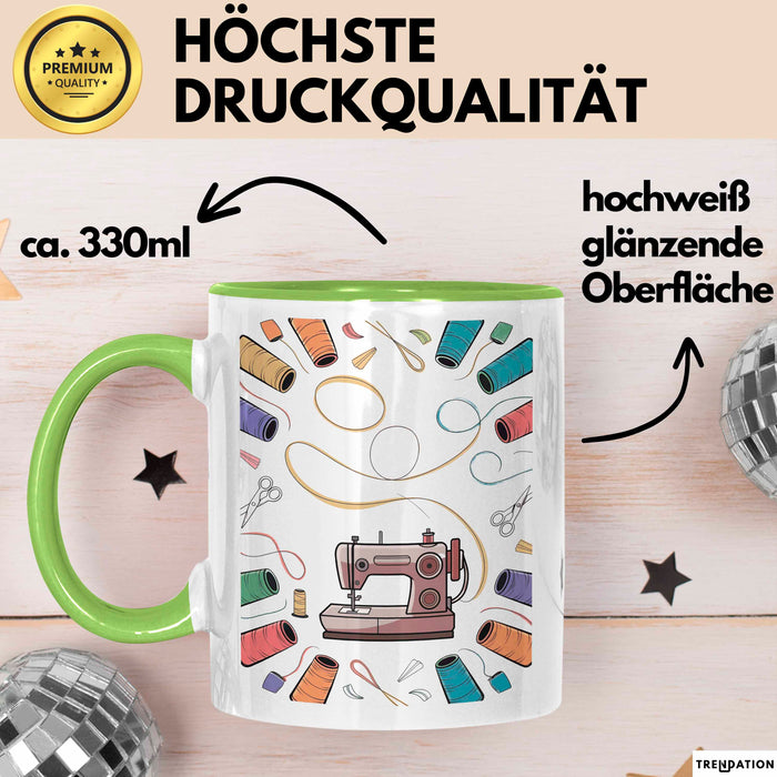 Näh Enthusiast Tasse Geschenk Lustige Geschenkidee Spruch Für Stich Liebhaber Grün Trendation