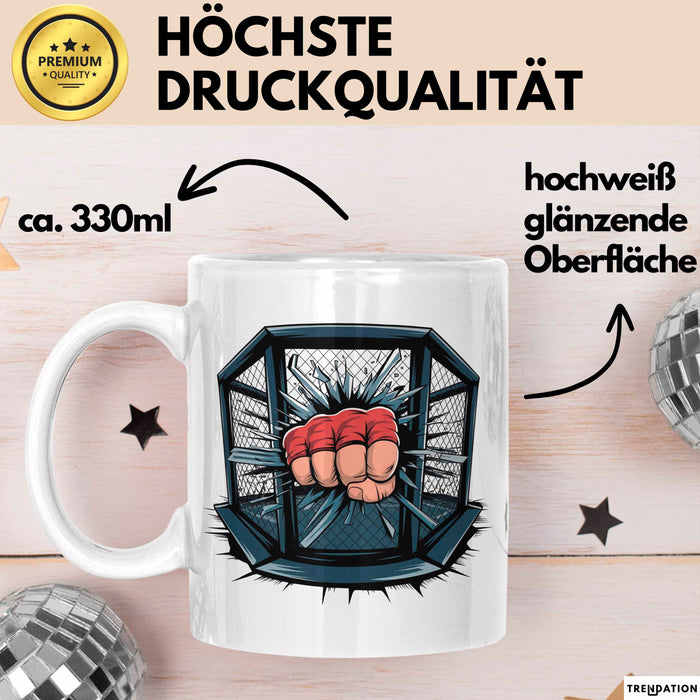 MMA Kämpfer Tasse Geschenkidee für Kampfsport Fans Weiß Trendation