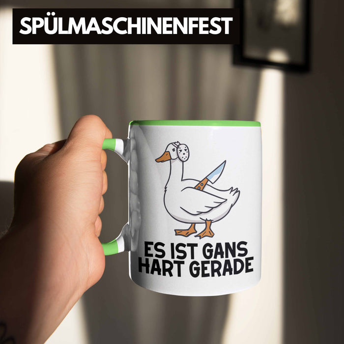 Dank Meme Tasse Ganz Gans Besitzer Wortspiel Es Ist Gans Hart Gerade Geschenkidee Depressionen Grün Trendation