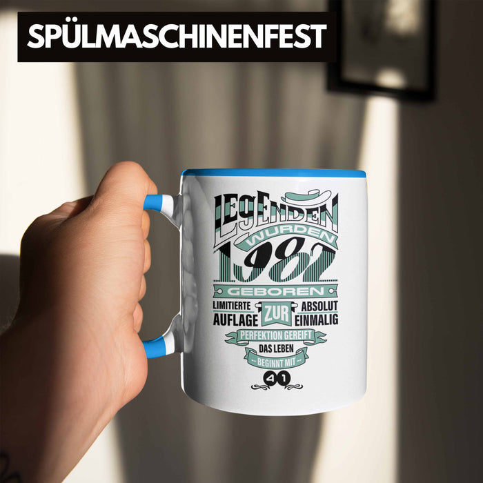 TRENDATION 40. Geburtstag Tasse Frau Mann Geschenk 40er Geschenkidee 40 Mutter Vater Blau Trendation