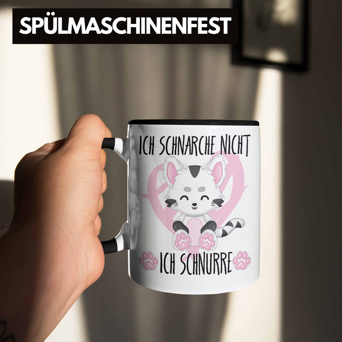 Ich Schnarche Nicht Ich Schnurre Tasse Geschenk Frauen Katzenliebhaber Geschenkidee Schwarz Trendation