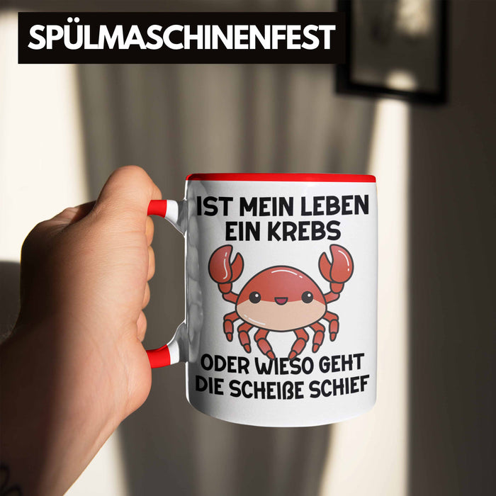 Dank Meme Tasse Spruch Internet Meme Geschenkidee Depressionen Ist Mein Leben Ein Krebs Oder Wieso Geht Die SCH Schief? Rot Trendation