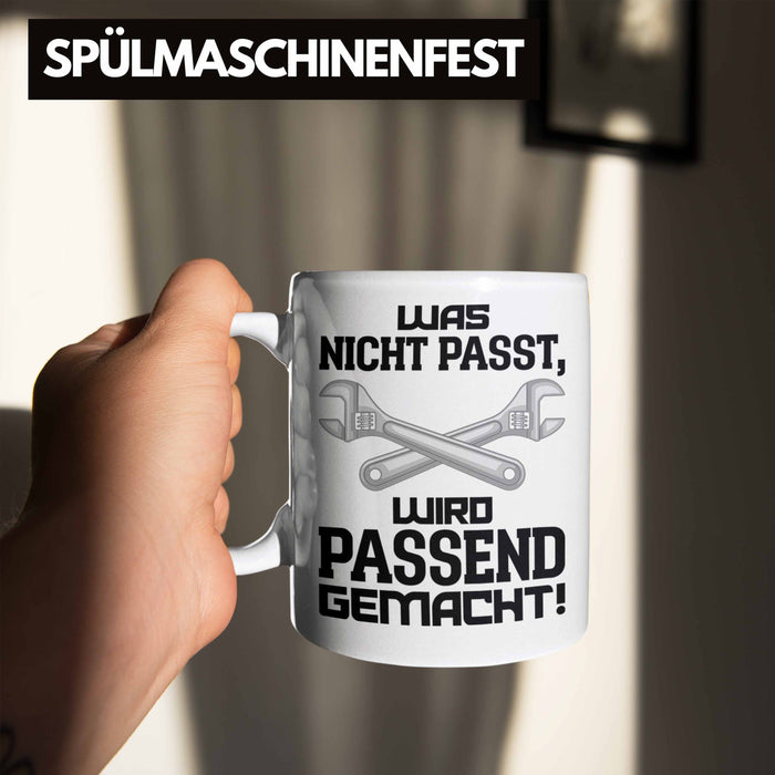 Trendation - Handwerker Tasse mit Spruch Geschenke für Handwerk Kaffeebecher KFZ Mechaniker Mechatroniker Weiß Trendation