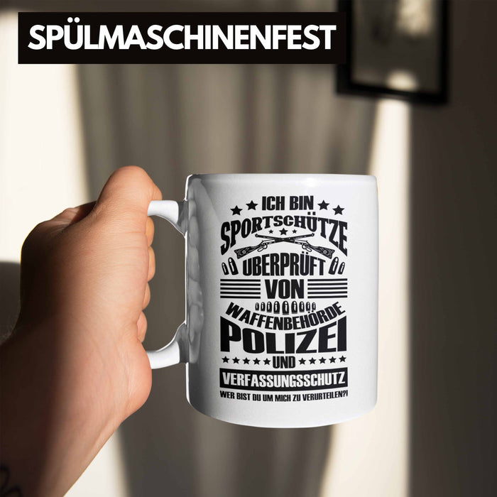 Lustige Schießen-Tasse für Sportschützen Geschenk Ich Bin Sportschütze Weiß Trendation
