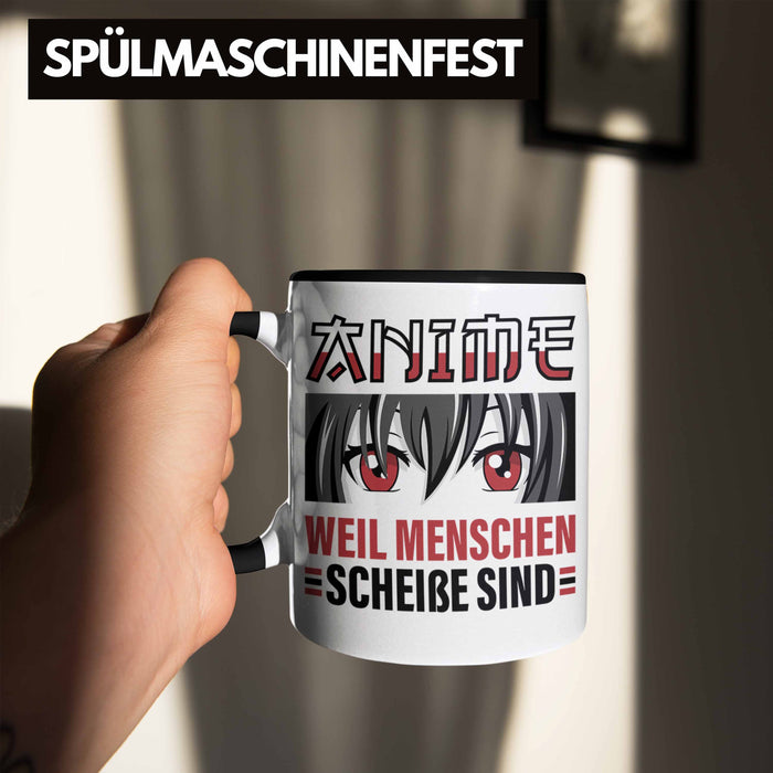 TRENDATION Anime Tasse Geschenk Spruch Kaffeetasse Schwarz Trendation