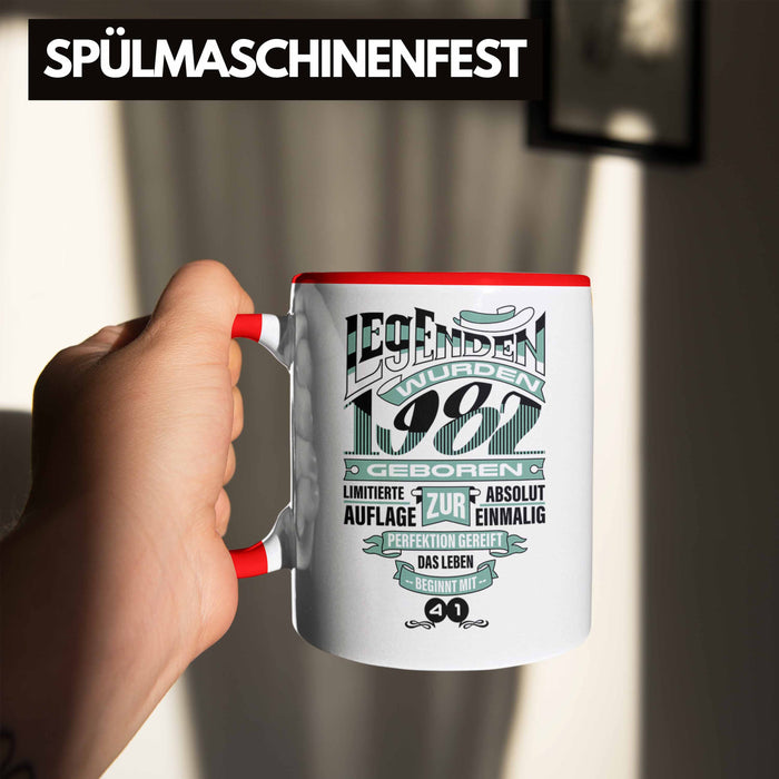 TRENDATION 40. Geburtstag Tasse Frau Mann Geschenk 40er Geschenkidee 40 Mutter Vater Rot Trendation