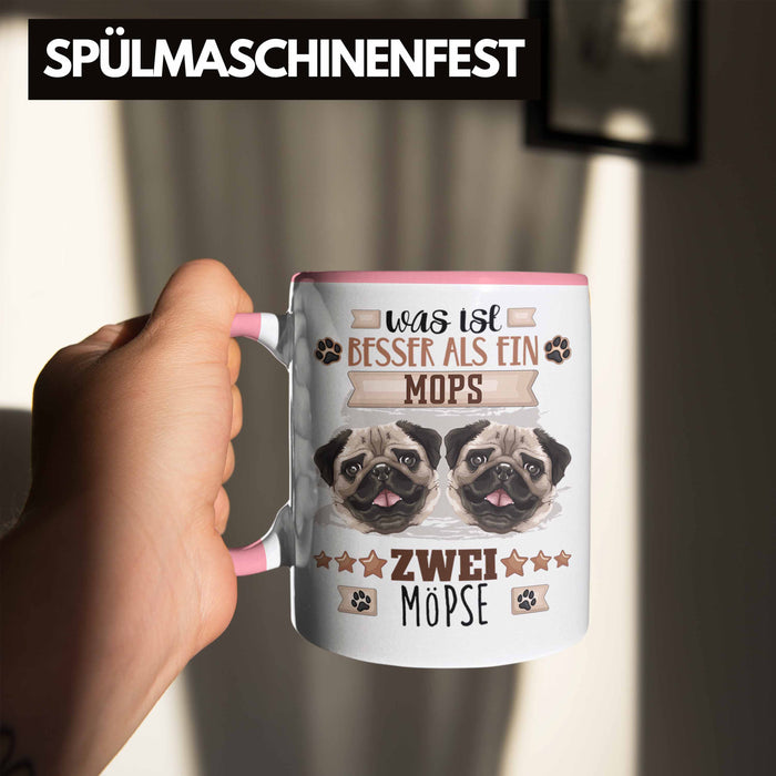 Mops Besitzer Tasse Geschenk Lustiger Spruch Geschenkidee Was Ist Besser Als Ein Mops Rosa Trendation