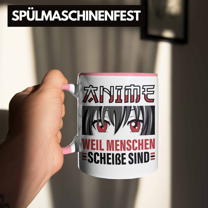 TRENDATION Anime Tasse Geschenk Spruch Kaffeetasse Rosa Trendation