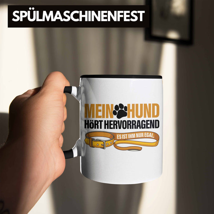 TRENDATION Tasse Hundeliebhaber Hundemama Hundepapa Hund Spruch Kaffeetasse Geschenk Schwarz Trendation