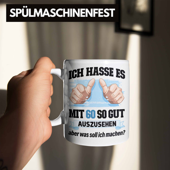 Trendation - 60. Geburtstag Tasse Frau Männer Geschenk 60er Geschenkidee 60 Mutter Vater Mann Frauen Lustig Geschenke Deko Weiß Trendation
