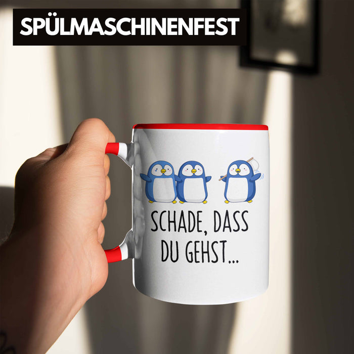 Trendation - Jobwechsel Tasse Geschenk Kollegin Kollege Abschied Lustig Abschiedsgeschenk Sprüche Neuer Job Schade Dass Du Gehst Rot Trendation